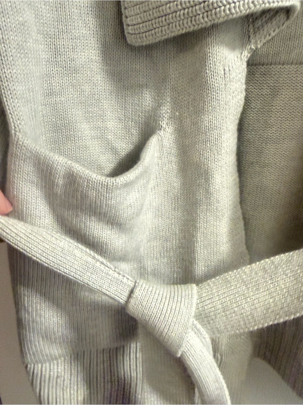 Banana Republic Light Cream Ribbed Shawl Collar Belted Cardigan XS Petite - Picture 4 of 5